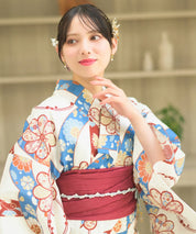 夏恋浴衣 花織りの舞 4点セット(浴衣・兵児帯・腰紐×2)