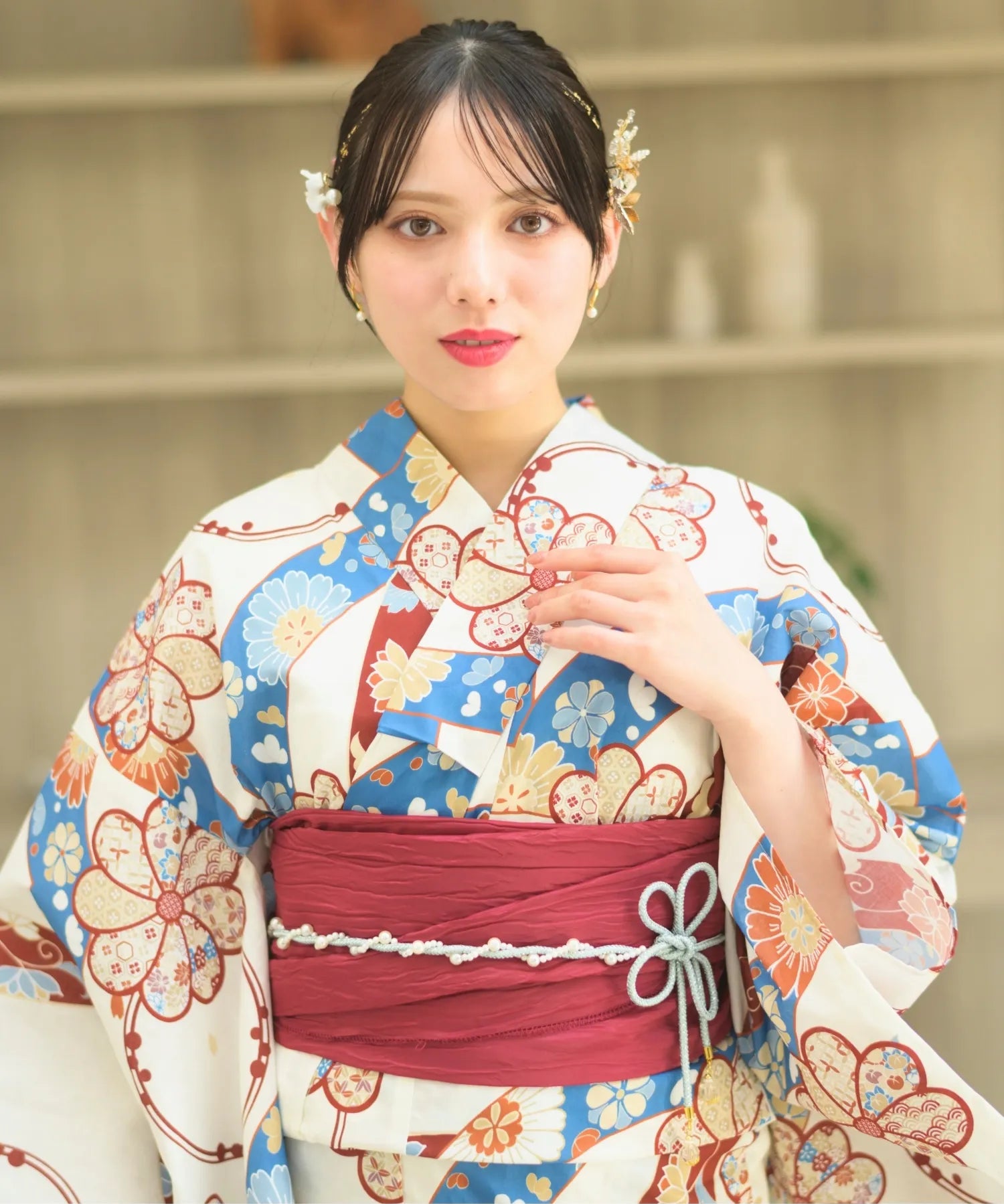夏恋浴衣 花織りの舞 4点セット(浴衣・兵児帯・腰紐×2)