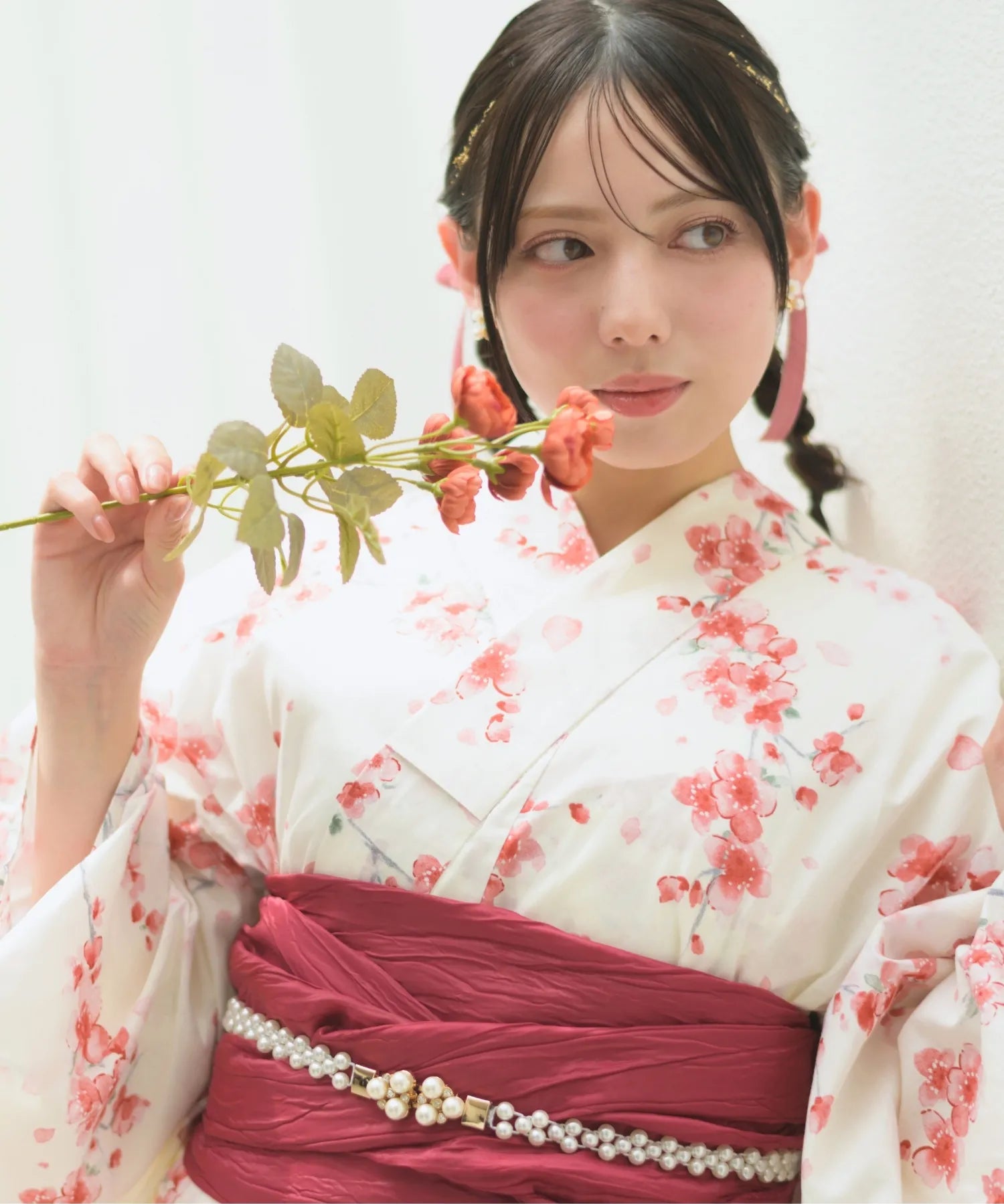 夏恋浴衣 桜霞みやび 4点セット(浴衣・兵児帯・腰紐×2)