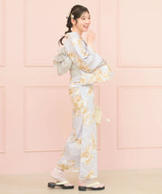夏恋浴衣 ふわり淡花咲き 4点セット(浴衣・兵児帯・腰紐×2)