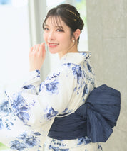 夏宵浴衣 艶麗深椿 4点セット(浴衣・兵児帯・腰紐×2)