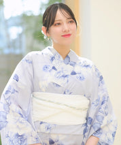 夏宵浴衣 花麗流れ 4点セット(浴衣・兵児帯・腰紐×2)
