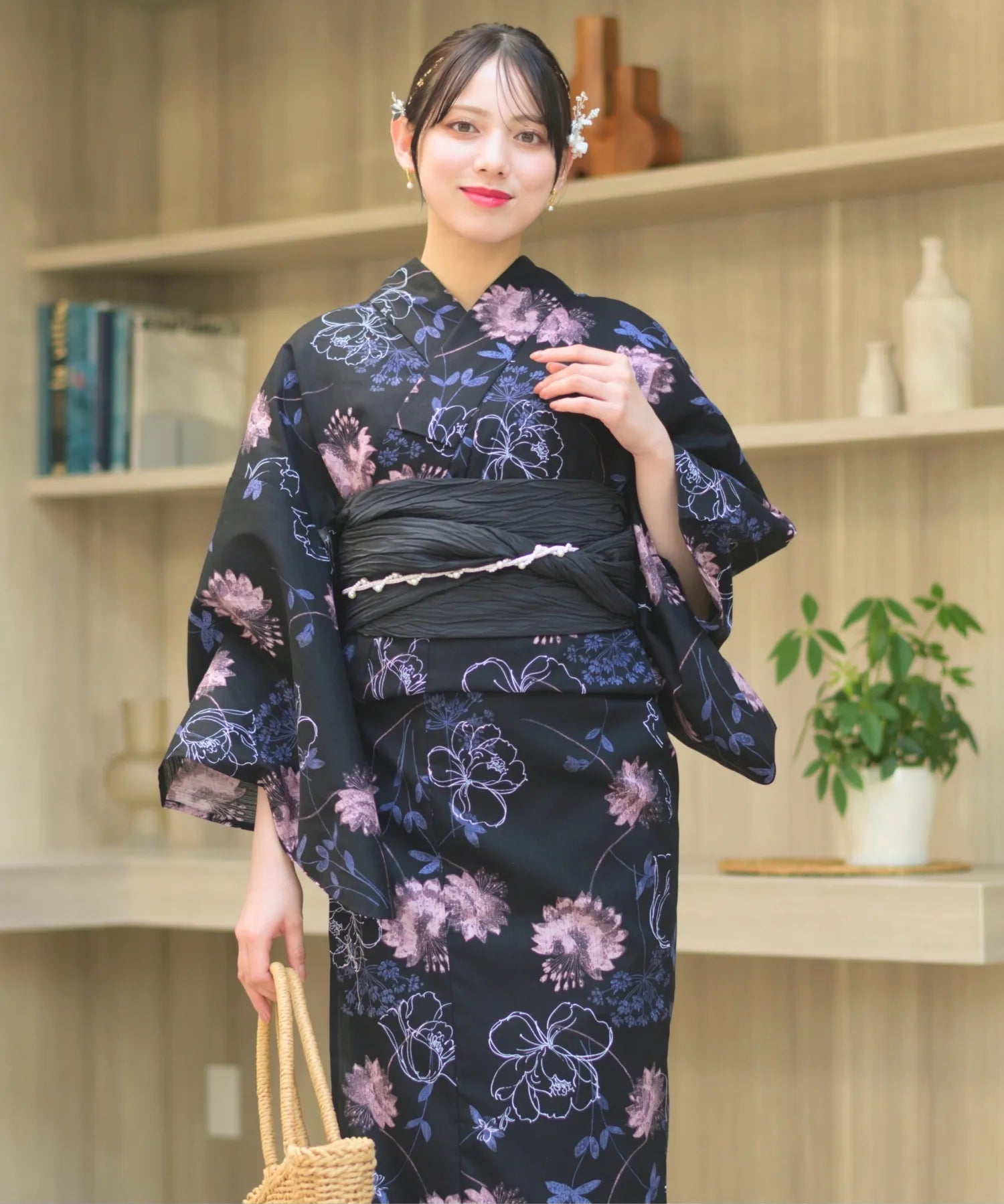夏宵浴衣 宵の風花宴 4点セット(浴衣・兵児帯・腰紐×2)