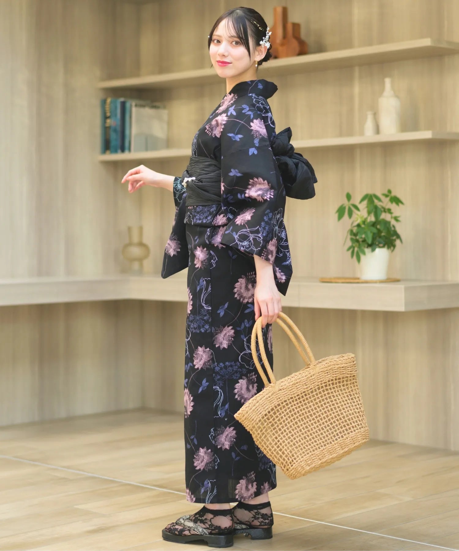 夏宵浴衣 宵の風花宴 4点セット(浴衣・兵児帯・腰紐×2)