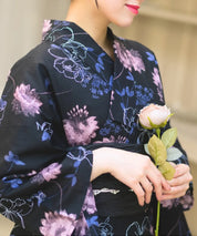 夏宵浴衣 宵の風花宴 4点セット(浴衣・兵児帯・腰紐×2)