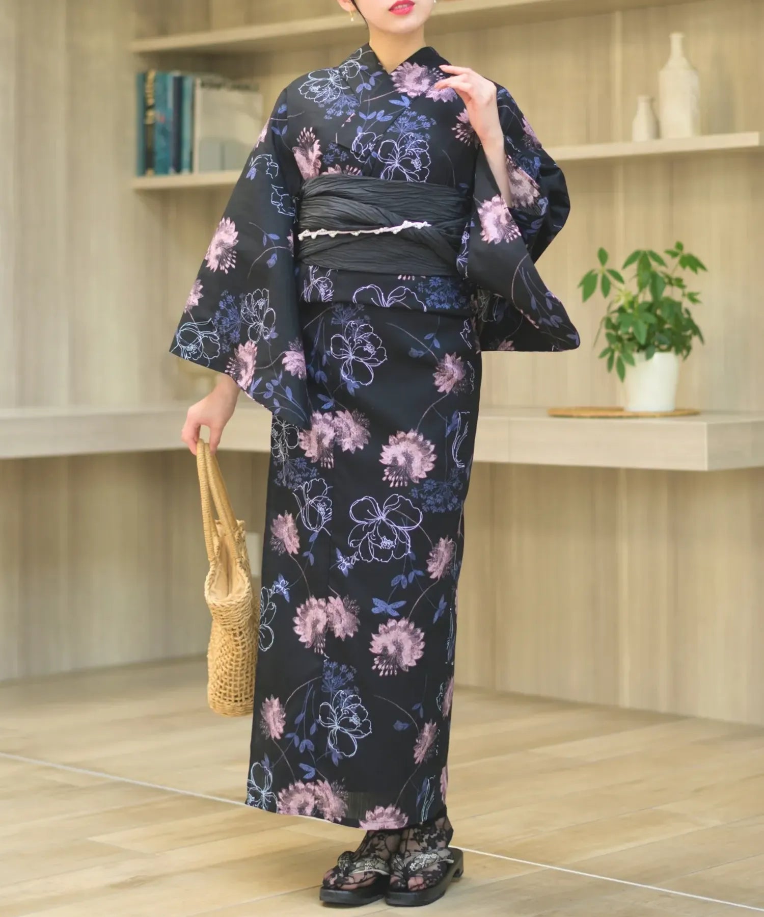 夏宵浴衣 宵の風花宴 4点セット(浴衣・兵児帯・腰紐×2)