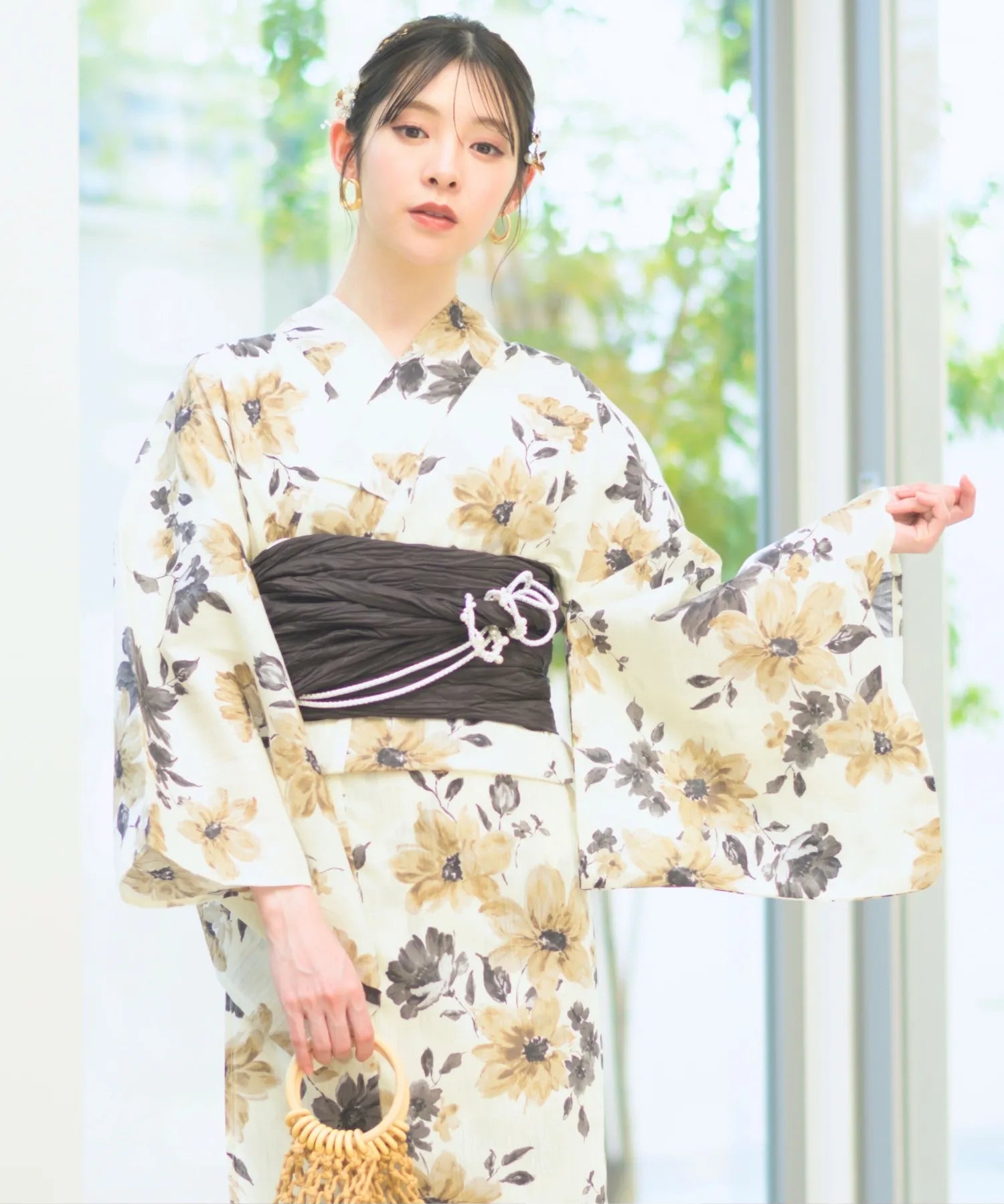 夏宵浴衣 色香花 4点セット(浴衣・兵児帯・腰紐×2)
