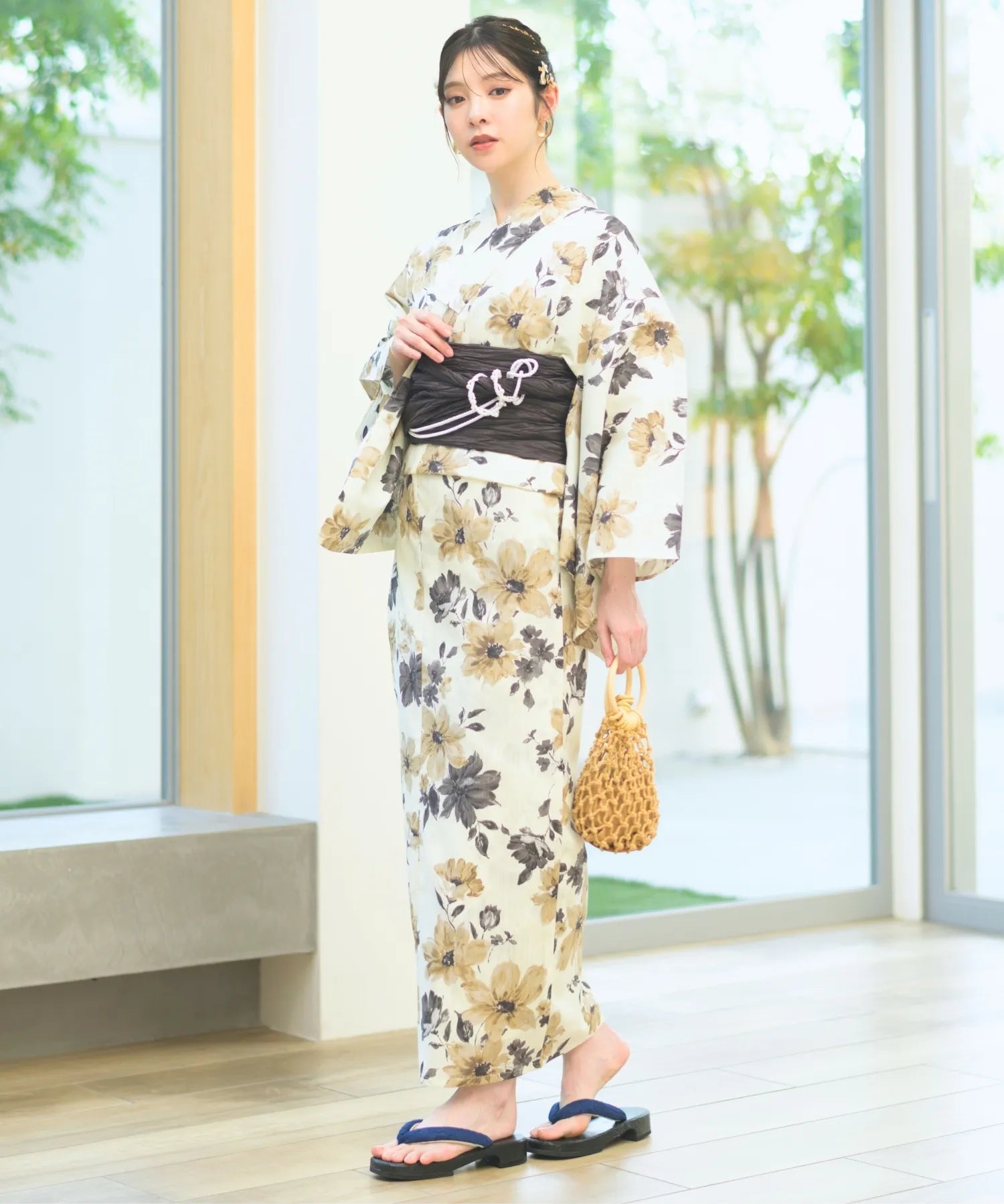夏宵浴衣 色香花 4点セット(浴衣・兵児帯・腰紐×2)