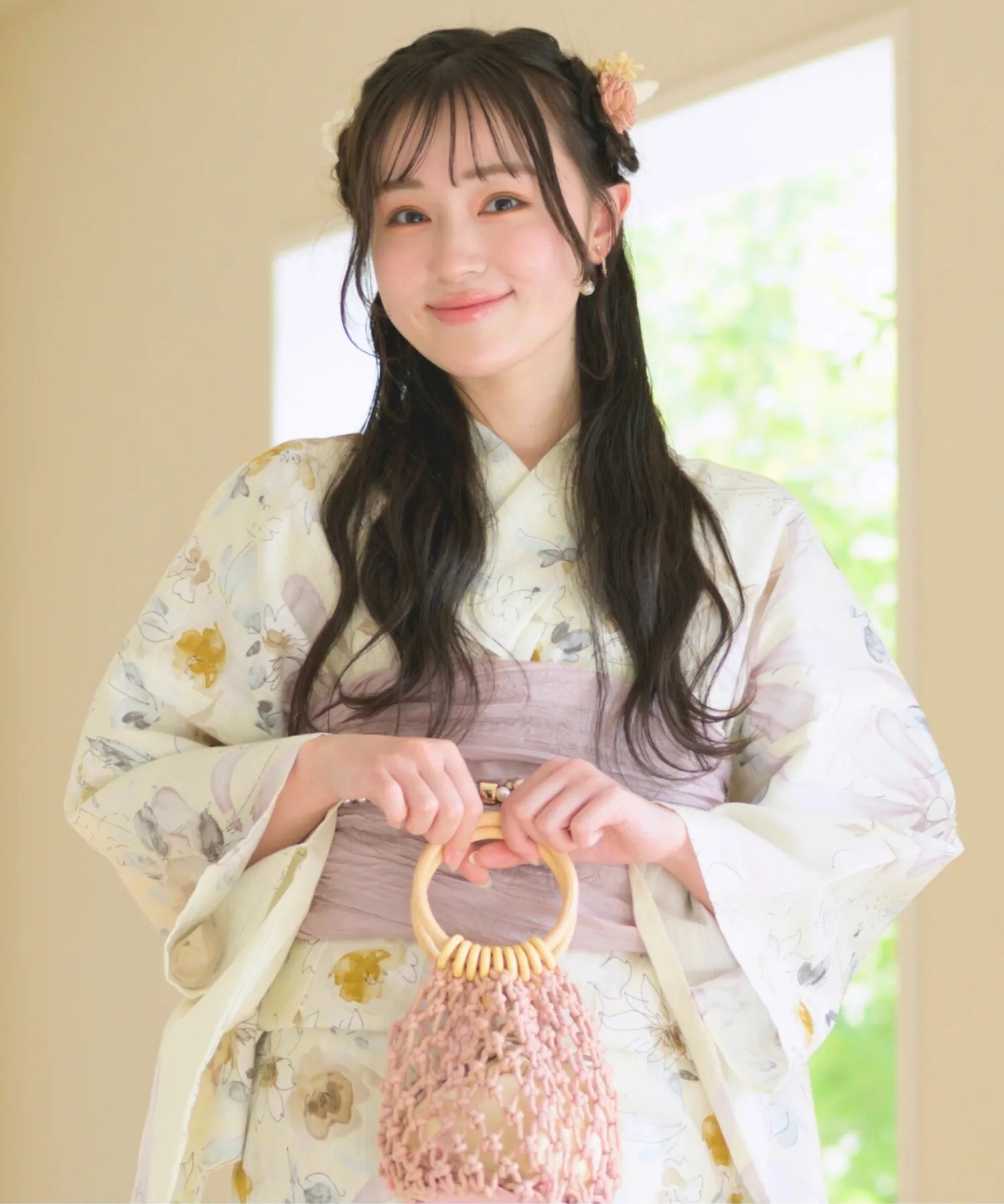 CELEN 浴衣4点セット ミルキーリボンの花奏 夏宵浴衣 ミルキーリボンの花奏 4点セット(浴衣・兵児帯・腰紐×2