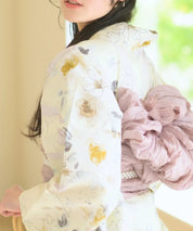 夏宵浴衣 ミルキーリボンの花奏 4点セット(浴衣・兵児帯・腰紐×2)