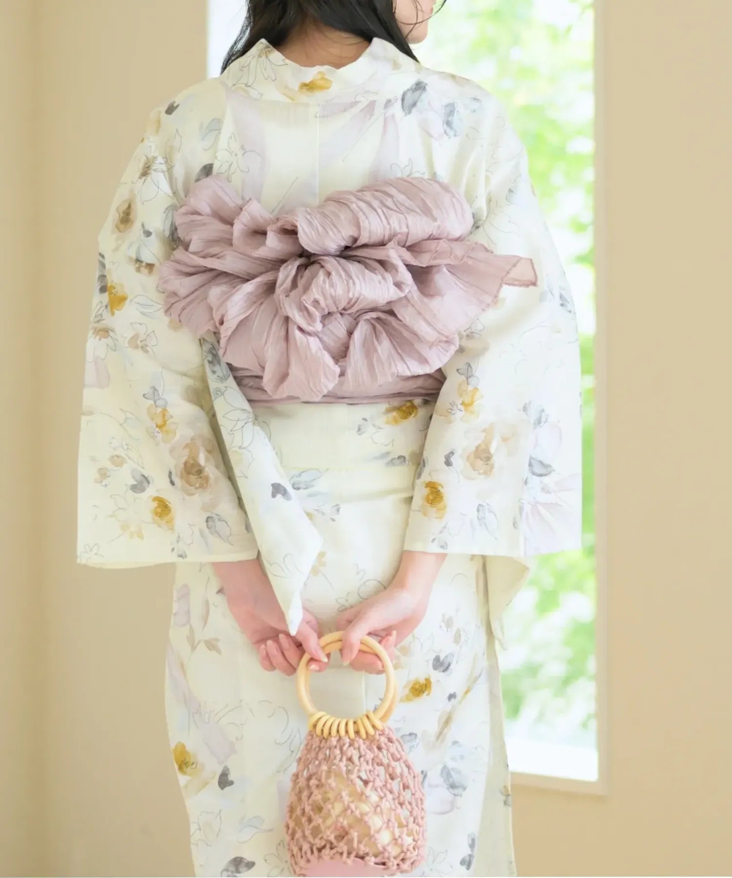 夏宵浴衣 ミルキーリボンの花奏 4点セット(浴衣・兵児帯・腰紐×2)