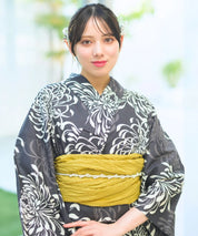 夏宵浴衣 月影の菊詩 4点セット(浴衣・兵児帯・腰紐×2)