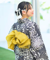 夏宵浴衣 月影の菊詩 4点セット(浴衣・兵児帯・腰紐×2)
