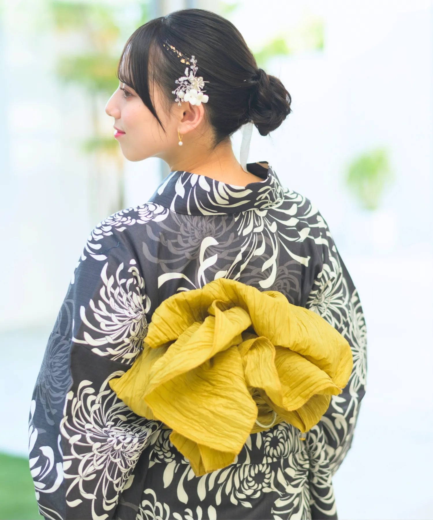 夏宵浴衣 月影の菊詩 4点セット(浴衣・兵児帯・腰紐×2)