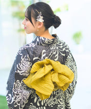 夏宵浴衣 月影の菊詩 4点セット(浴衣・兵児帯・腰紐×2)
