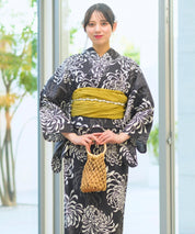 夏宵浴衣 月影の菊詩 4点セット(浴衣・兵児帯・腰紐×2)