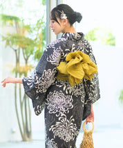 夏宵浴衣 月影の菊詩 4点セット(浴衣・兵児帯・腰紐×2)