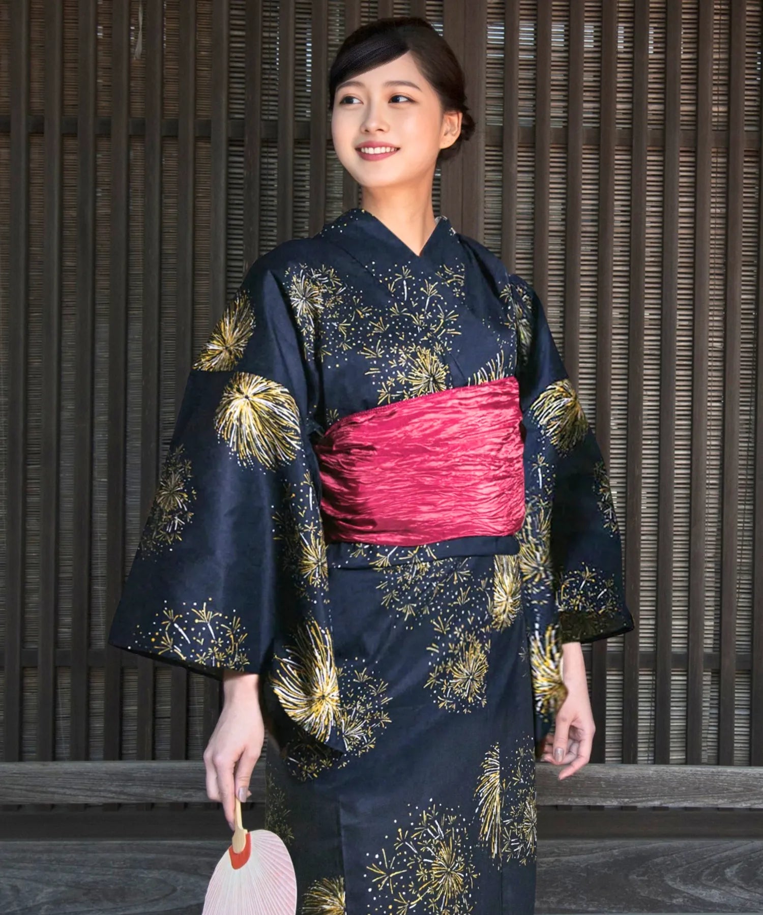 紺夜の儚火 4点セット(浴衣・兵児帯・腰紐×2)