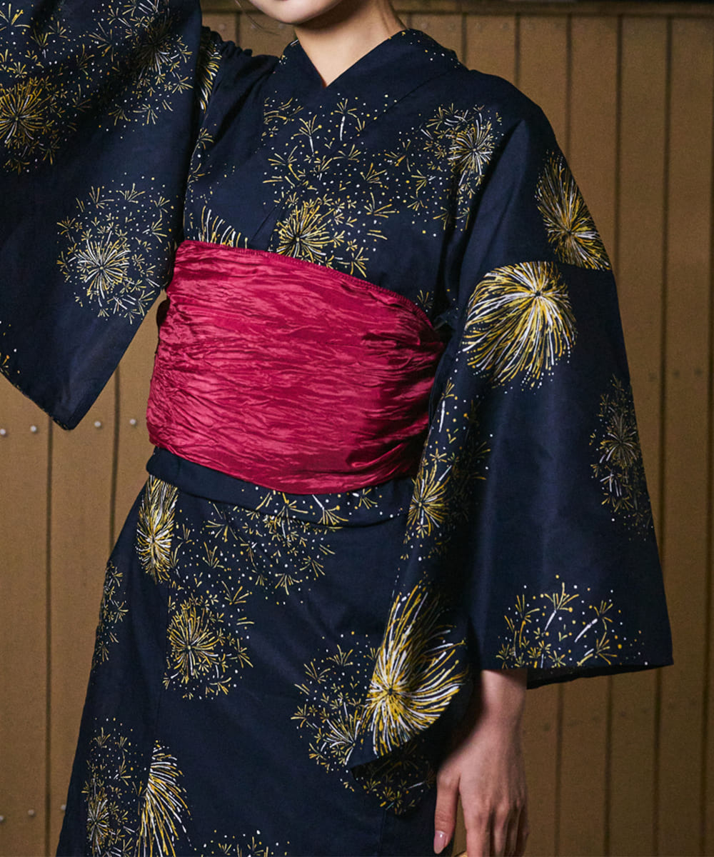 紺夜の儚火 4点セット(浴衣・兵児帯・腰紐×2)