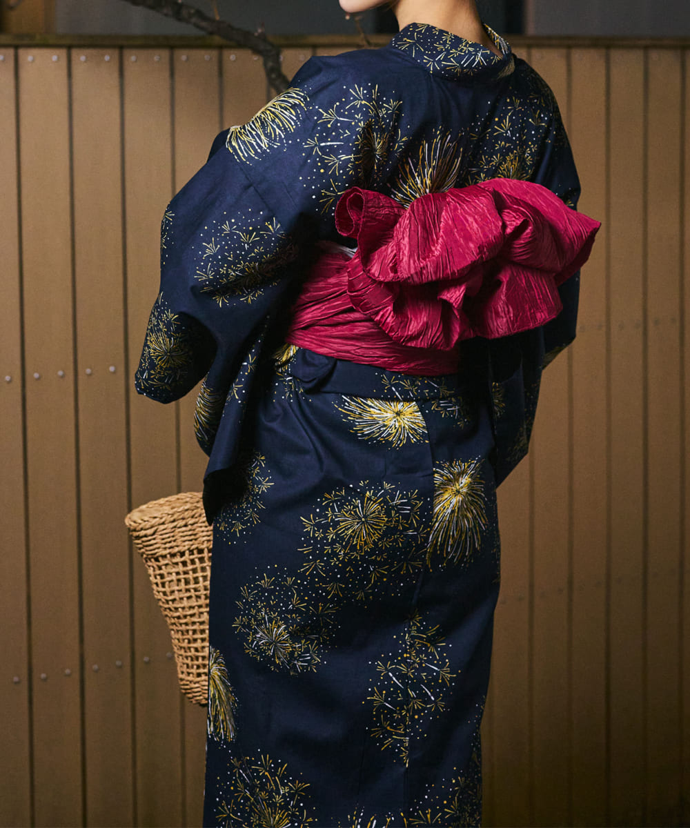 紺夜の儚火 4点セット(浴衣・兵児帯・腰紐×2)