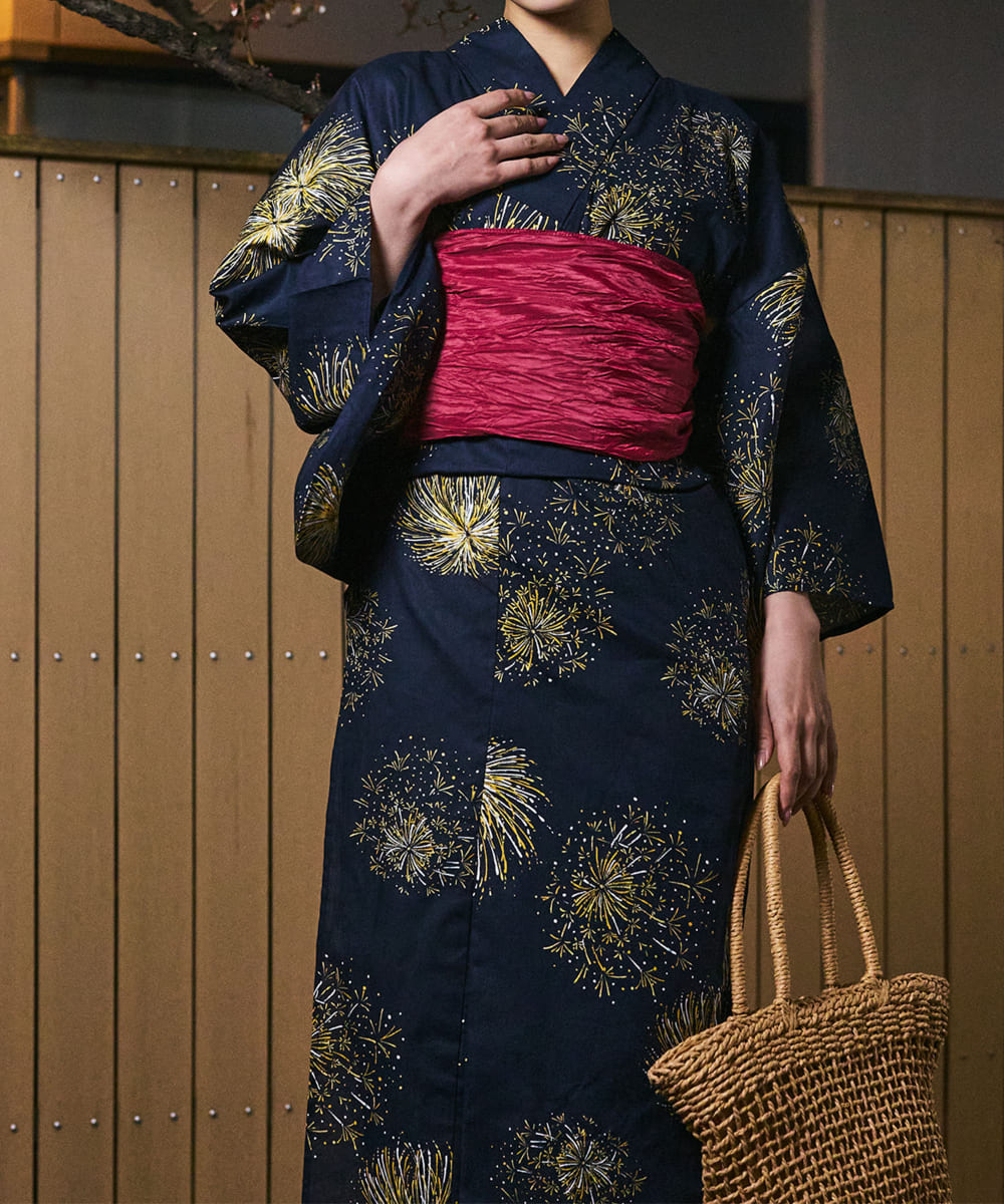 紺夜の儚火 4点セット(浴衣・兵児帯・腰紐×2)