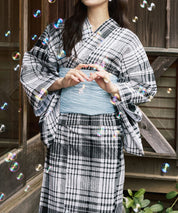 涼風の格子 4点セット(浴衣・兵児帯・腰紐×2)