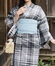 涼風の格子 4点セット(浴衣・兵児帯・腰紐×2)