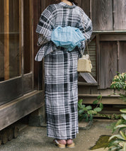 涼風の格子 下駄付き5点セット(浴衣・兵児帯・腰紐×2・下駄)