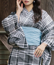 涼風の格子 4点セット(浴衣・兵児帯・腰紐×2)