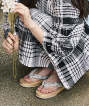 涼風の格子 下駄付き5点セット(浴衣・兵児帯・腰紐×2・下駄)