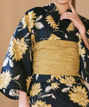 川口ゆりな コラボ浴衣 紺青のひまわり調べ 4点セット(浴衣・兵児帯・腰紐×2)