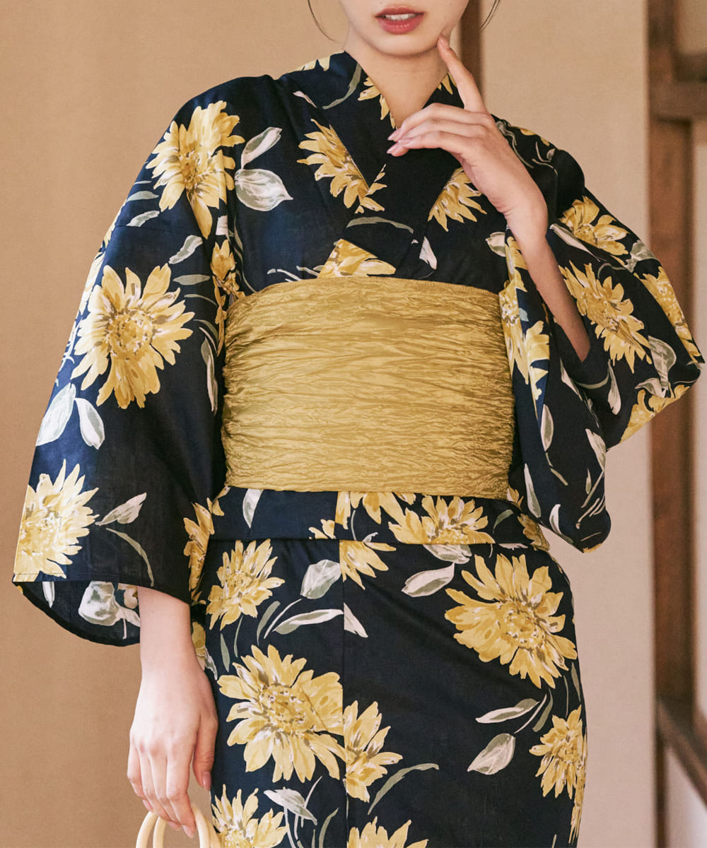 紺青のひまわり調べ 4点セット(浴衣・兵児帯・腰紐×2)