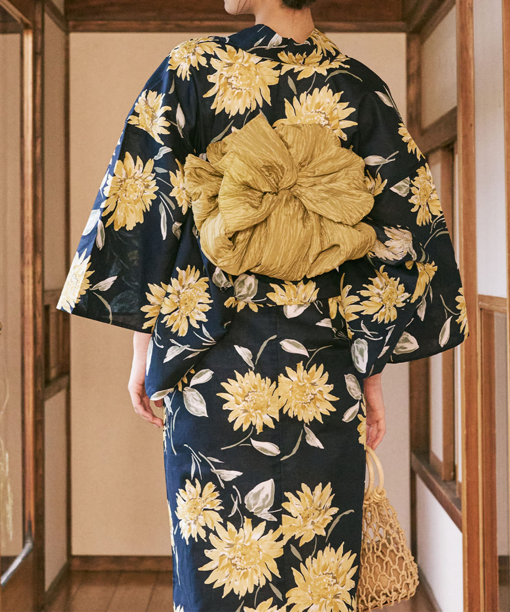 紺青のひまわり調べ 4点セット(浴衣・兵児帯・腰紐×2)