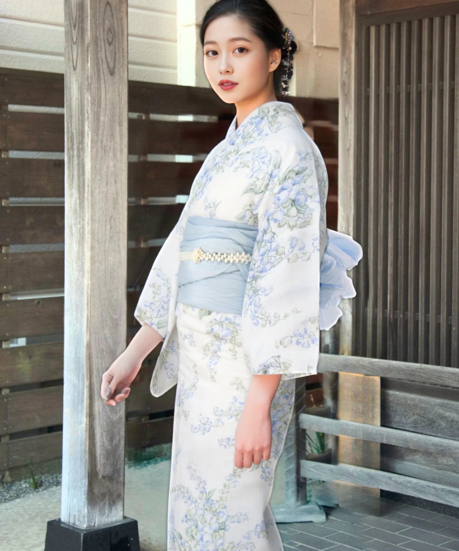 注染染め 手縫い 浴衣 すずらん 鈴蘭 低身長さん 儚夏浴衣 すずらんの夢 4点セット(浴衣・兵児帯・腰紐×2) – shop-celen