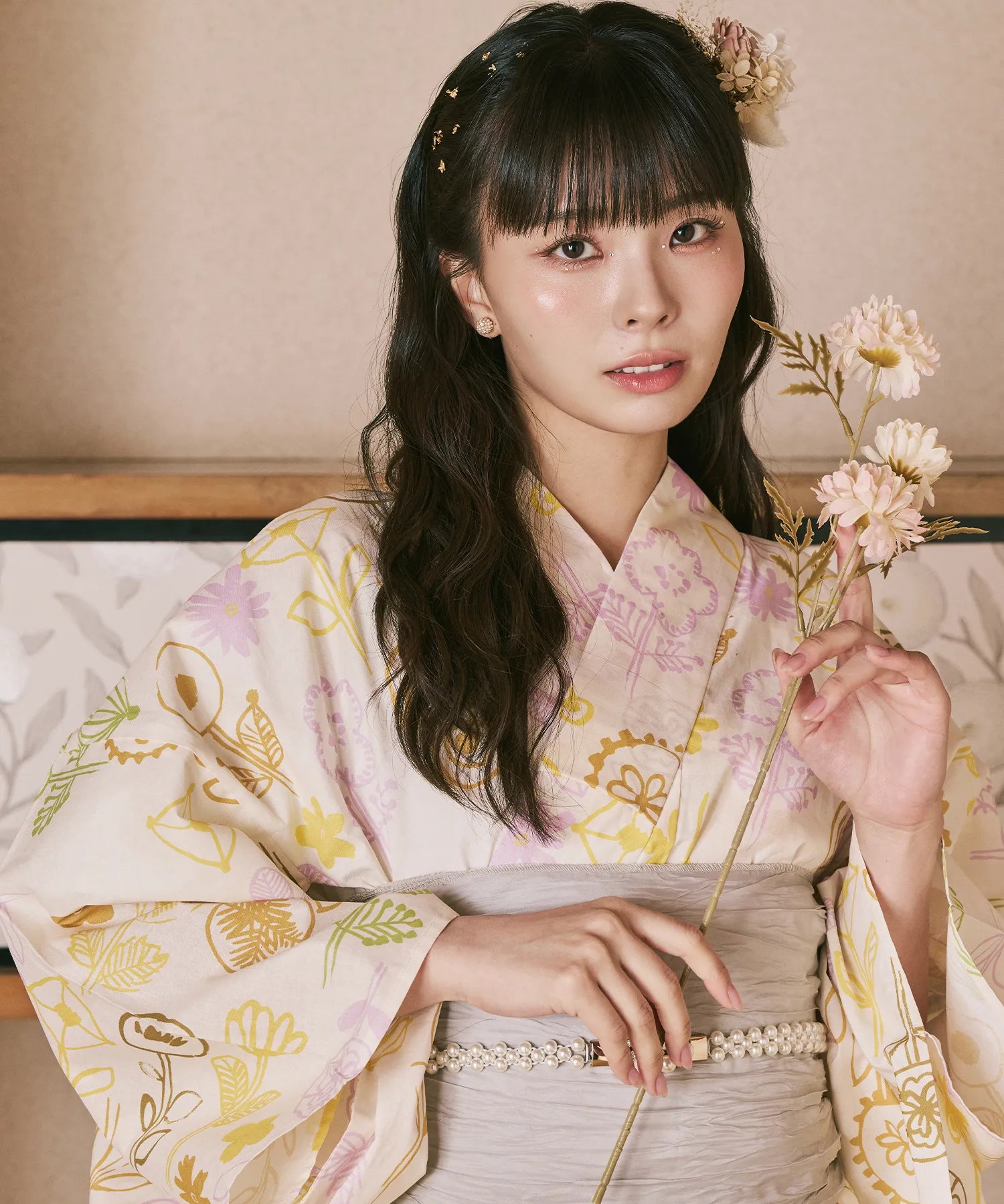 川口ゆりな コラボ浴衣 ノルディックの陽だまり 4点セット(浴衣・兵児帯・腰紐×2)