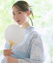 夏花浴衣 水涼撫子 4点セット(浴衣・兵児帯・腰紐×2)