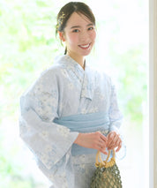 夏花浴衣 水涼撫子 4点セット(浴衣・兵児帯・腰紐×2)