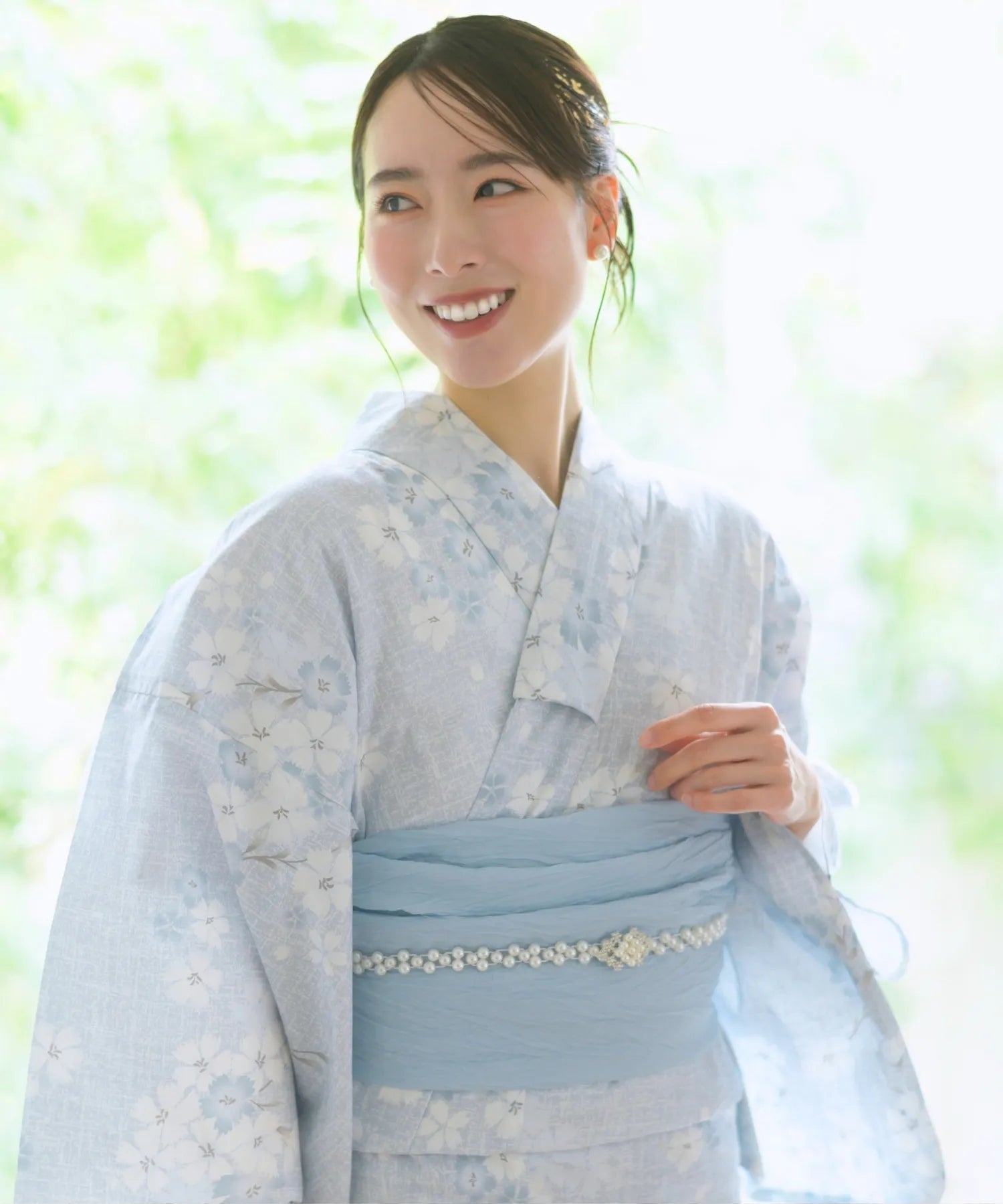夏花浴衣 水涼撫子 4点セット(浴衣・兵児帯・腰紐×2)