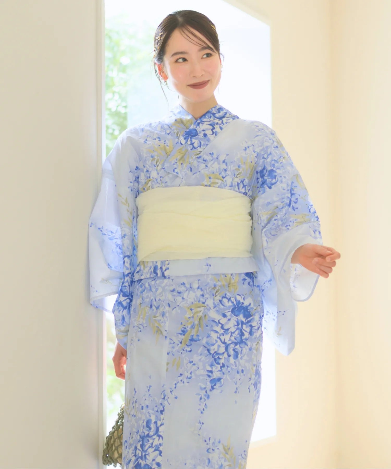 夏花浴衣 藤露の涼風 4点セット(浴衣・兵児帯・腰紐×2)