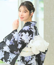 夏花浴衣 月下の百合調べ 4点セット(浴衣・兵児帯・腰紐×2)