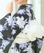 夏花浴衣 月下の百合調べ 4点セット(浴衣・兵児帯・腰紐×2)