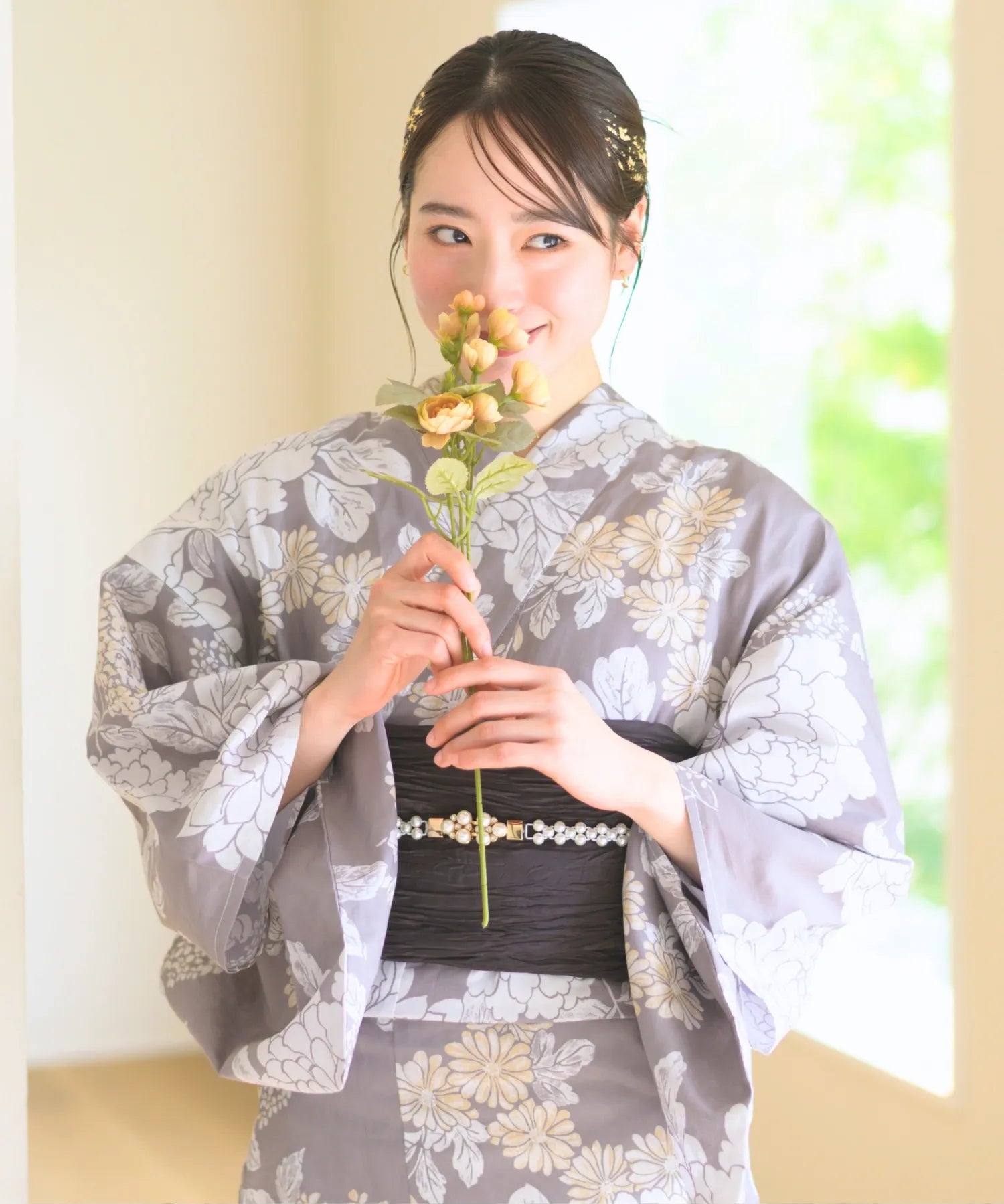 夏花浴衣 和花の柔香 4点セット(浴衣・兵児帯・腰紐×2)