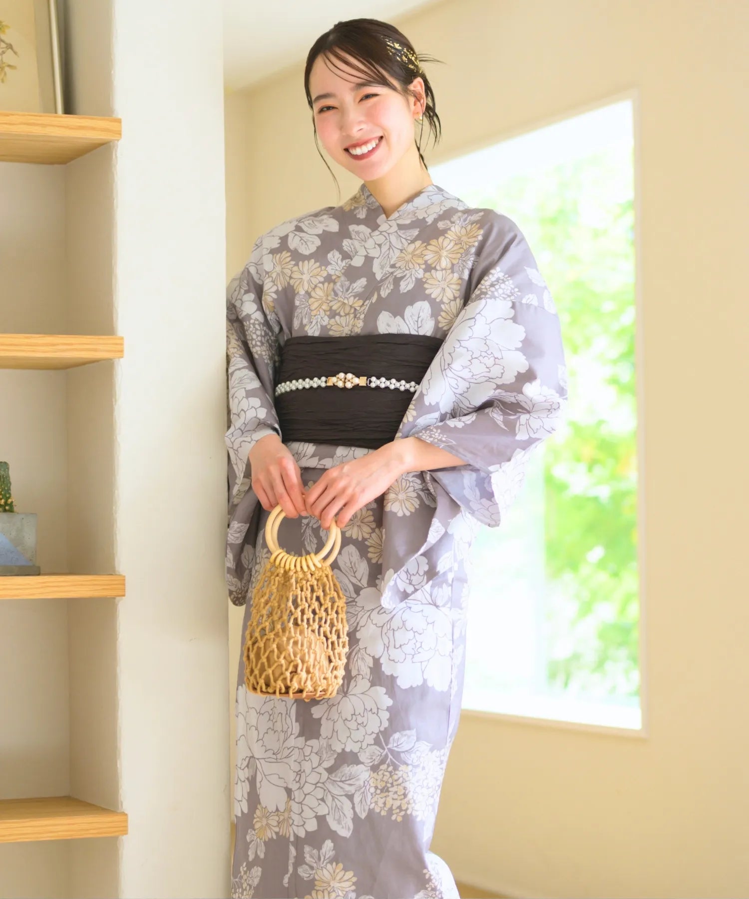 夏花浴衣 和花の柔香 4点セット(浴衣・兵児帯・腰紐×2)