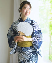 夏花浴衣 紺菊華 4点セット(浴衣・兵児帯・腰紐×2)