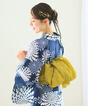 夏花浴衣 紺菊華 4点セット(浴衣・兵児帯・腰紐×2)