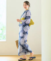夏花浴衣 紺菊華 4点セット(浴衣・兵児帯・腰紐×2)