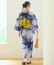 夏花浴衣 紺菊華 4点セット(浴衣・兵児帯・腰紐×2)