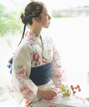 夏花浴衣 白昼の紅椿 4点セット(浴衣・兵児帯・腰紐×2)