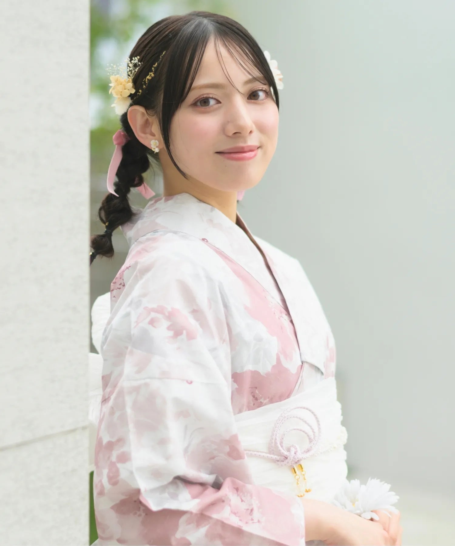 夏恋浴衣 恋花模様 下駄付き5点セット(浴衣・兵児帯・腰紐×2・下駄)