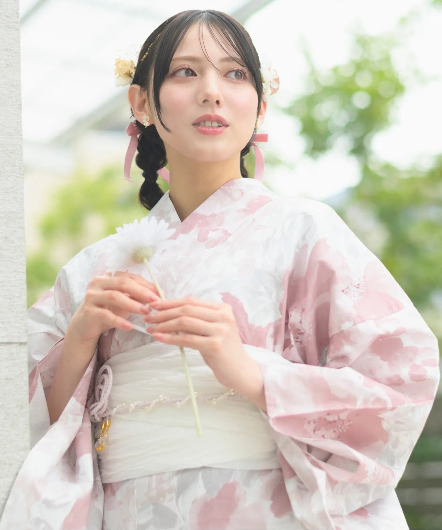 夏恋浴衣 恋花模様 下駄付き5点セット(浴衣・兵児帯・腰紐×2・下駄)